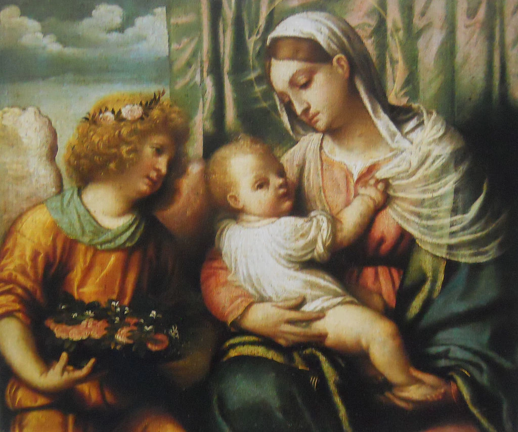 60-Alessandro Bonvicino-Moretto-Madonna col Bambino e angelo-Milano
